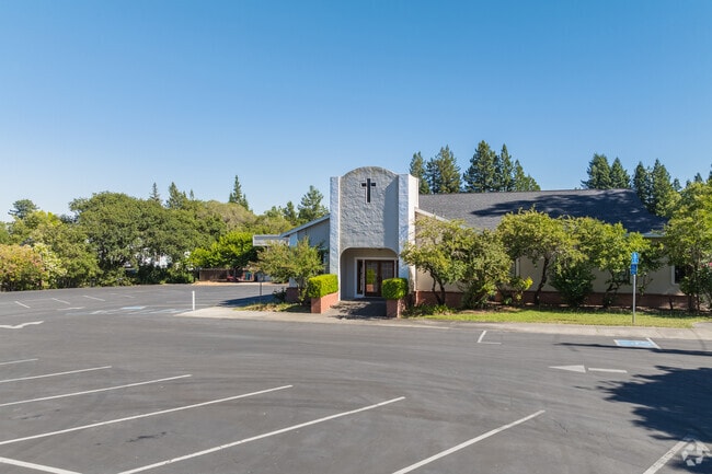 Students line up for a healthy lunch in the cafeteria at Redwood Christian School.