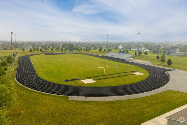 Clark Middle School track and football field aerial, Schererville, IN.