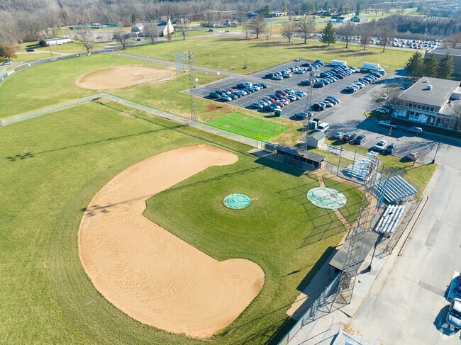 There is a baseball field for students to practice.