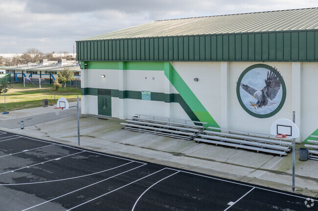 An eagle mural at West Fresno Middle School in Fresno.