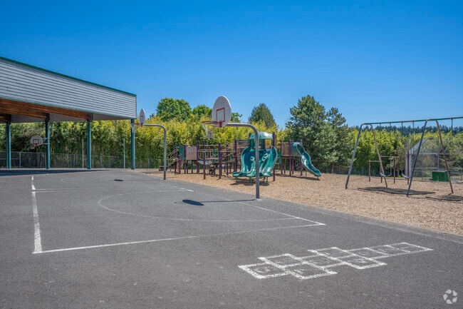 Expansive play area at Scholls Heights Elementary School in Beaverton, Oregon.