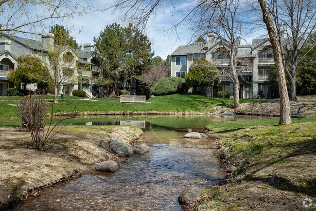 Enjoy the sounds of a babbling brooks right outside your window at Edgewater in Garden City.