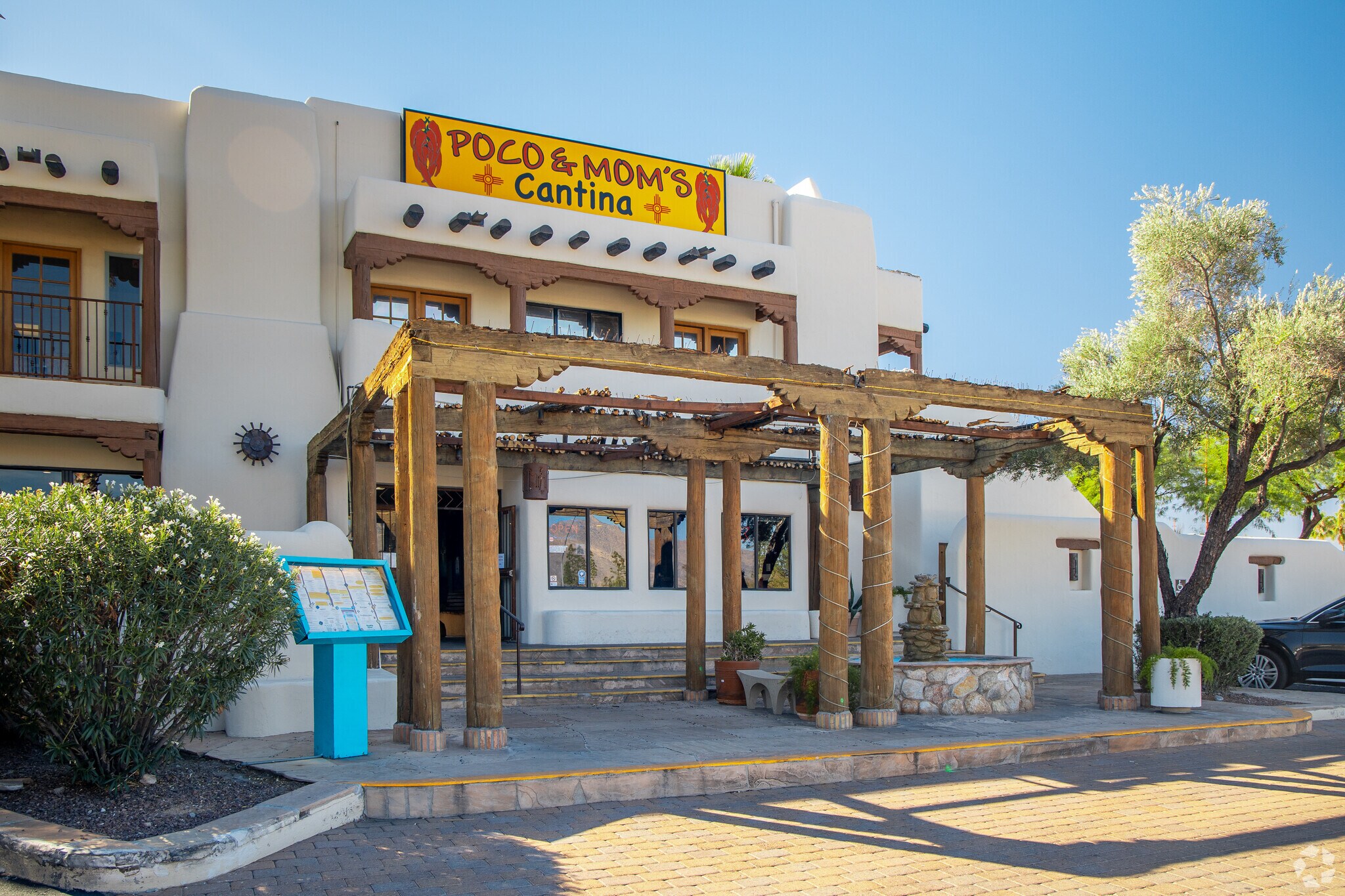 Poco and Moms Cantina servers upscale Mexican fare in a beautiful adobe setting.