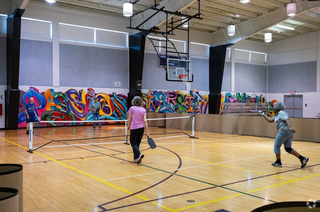 The Simpson Park Community Center has an indoor basketball court, gym and game center.