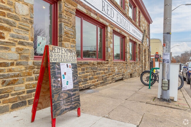 Located near Ednor Gardens-Lakeside is the bookstore cafe and event space, Red Emma's.