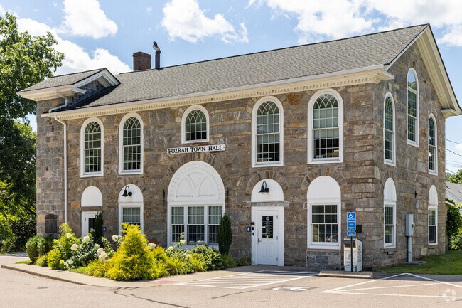 Bozrah Town Hall is a stunning stone building in the center of town.