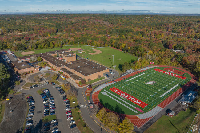 Connecticut's natural beauty surrounds Wolcott High School in Waterbury.
