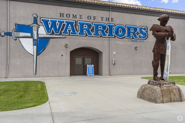 Warrior statue at Calvary Murrieta Christian School in the California Oaks neighborhood.