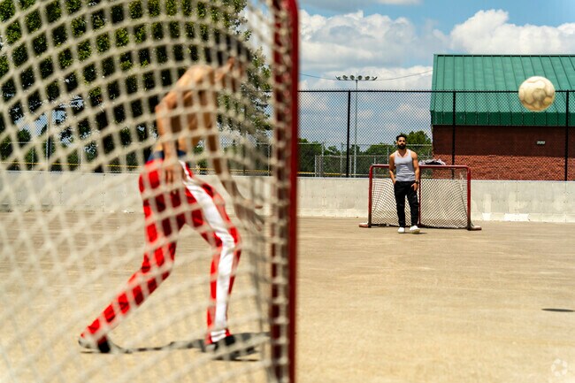 Athletes use the outdoor ice rink at Ford Woods Park for all sorts of training activities.