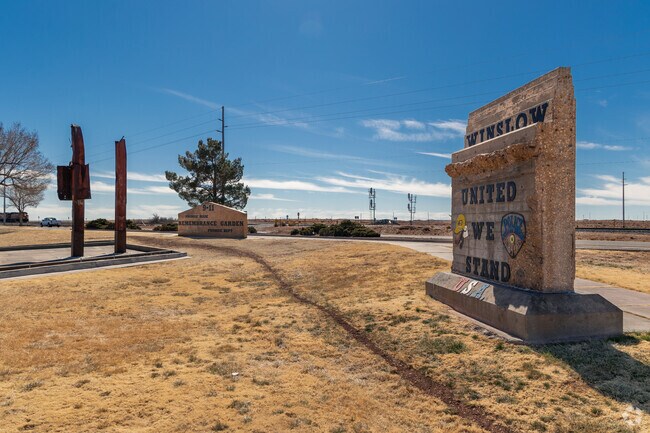The 9/11 Memorial Garden in Winslow features two steel beams from the World Trade Center.