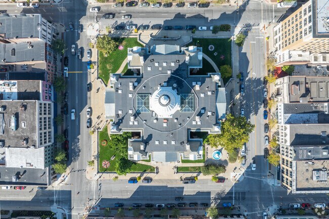 The courthouse building in downtown Lafayette is a landmark and is ten minutes from Sherwood.