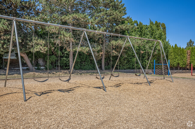 Swing sets at Kinnaman Elementary School in Aloha, Oregon.