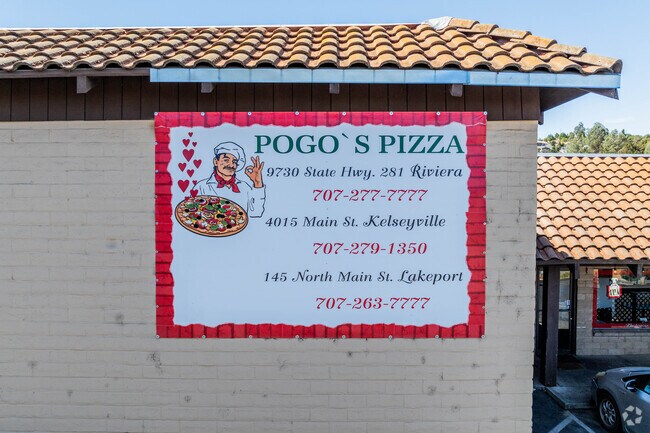 Pogo's Pizza offers delicious and mom and pop style pizza in Kelseyville Riviera.