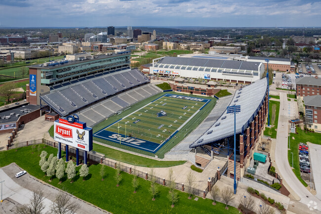 University of Akron Football Stadium can seat up to 30,000 fans from Fairlawn.