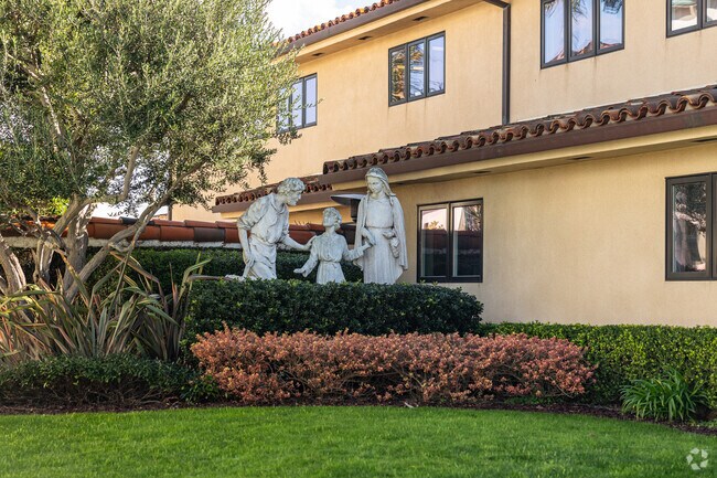 St. Lawrence Martyr School in Redondo Beach has landscaped grounds and stone sculptures.