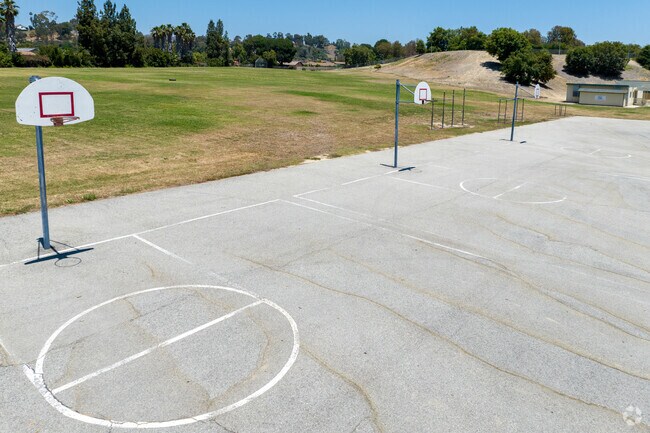 Outdoor basketball courts at the Giano Intermediate School in West Covina, Ca.