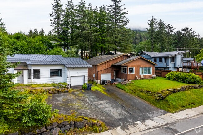 Ranch-style homes in West Juneau are situated along the hillside, offering scenic views.