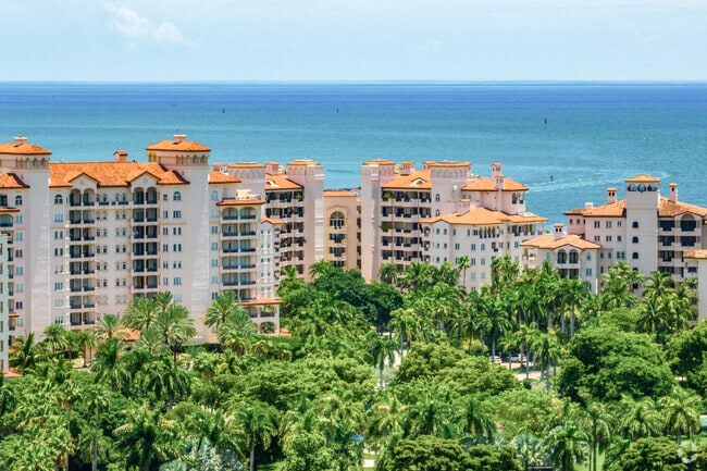 Condos can be found all around the perimeter of Fisher Island overlooking the Ocean and Bay.