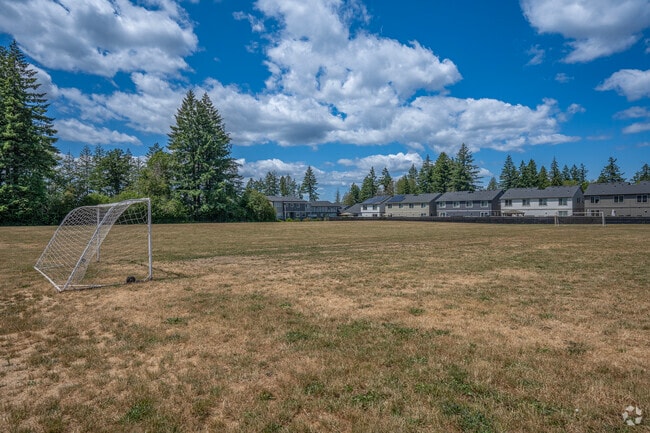 Green soccer fields at Rosedale Elementary School in Hillsboro, Oregon.