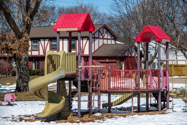 Playground equipment can be found at Parkside Heights Park in Madison, WI.