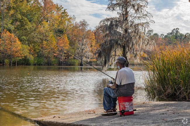 Relax by the lake with a fishing rod and enjoy the outdoors in Cross.