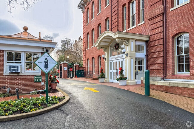 Security at the entrance of Georgetown Visitation Preparatory School