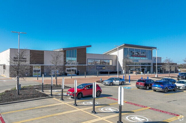 The residents of Heath go to Heath Town Center to do their grocery shopping at Tom Thumb.