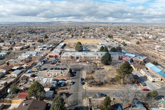 Douglas MacArthur Elementary School sits securely within a subdivision.