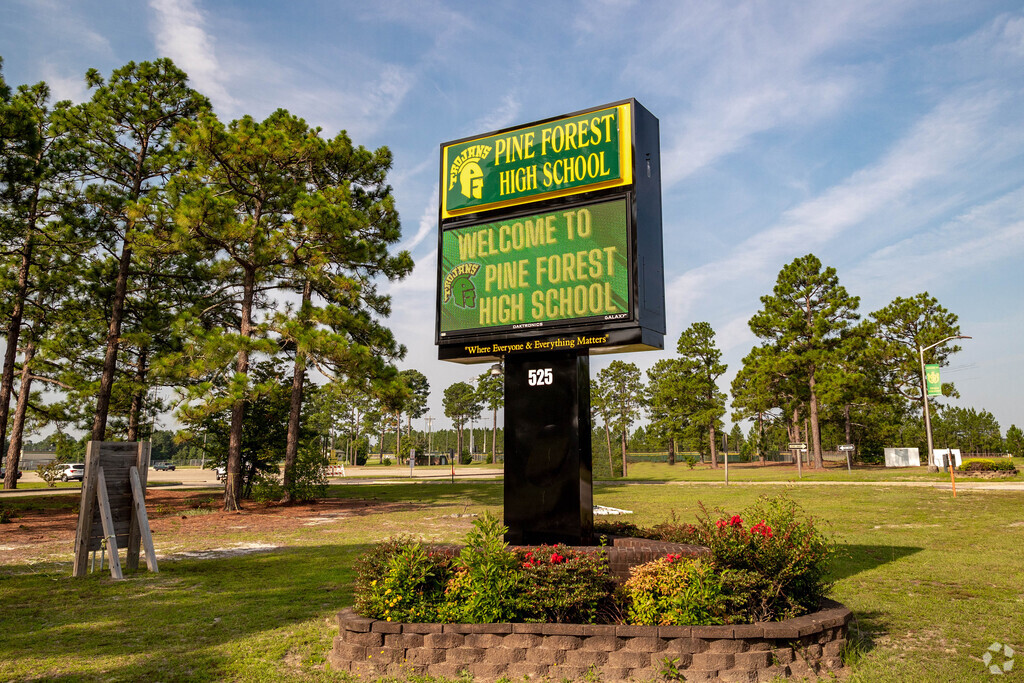 Pine Forest High School is centrally located near major roadways.