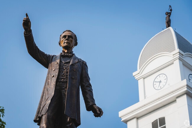 The Seneca County Courthouse in Tiffin features a statue of William Harvey Gibson who became a Brigadier General in the Civil War.