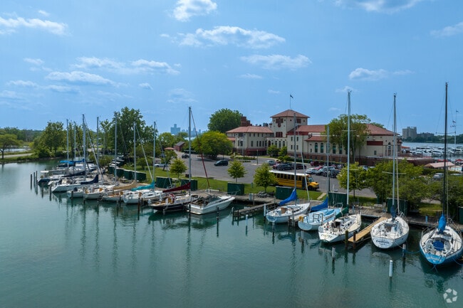 The Detroit Yacht Club is on Belle Isle and overlooks the Gold Coast nieghborhood.