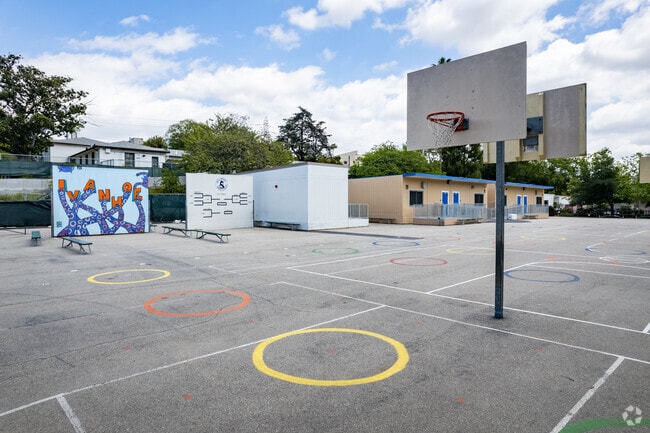 Basketball courts in Ivanhoe Elementary are provided for the Silver Lake students during recess.