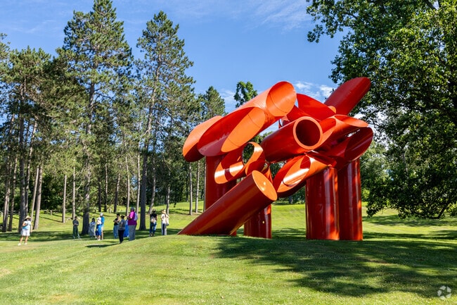 Alexander Liberman sculptural work can be found at the Storm King Art Center.