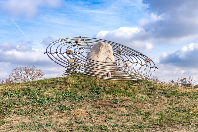 Unique rock and metal sculptures are on display in Webber-Camden