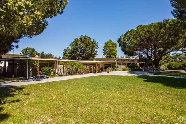 The low-slung buildings of Palos Verdes Peninsula High School blend with the landscape.