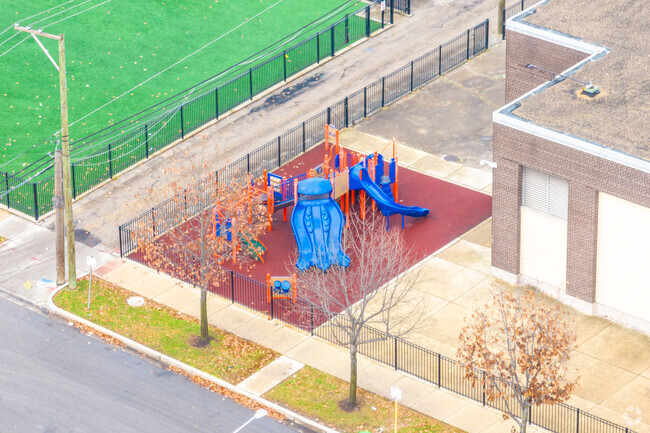 Kellman Corporate Community Elementary features a new playground set for students.