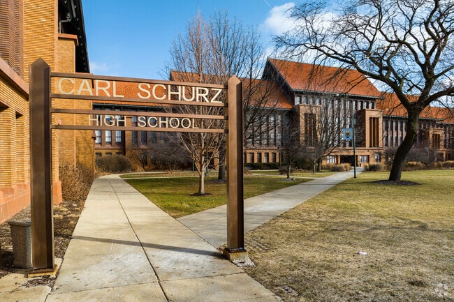 Carl Schurz High School sign.