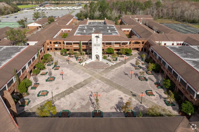 Students get fresh air between classes at Mandarin High School.