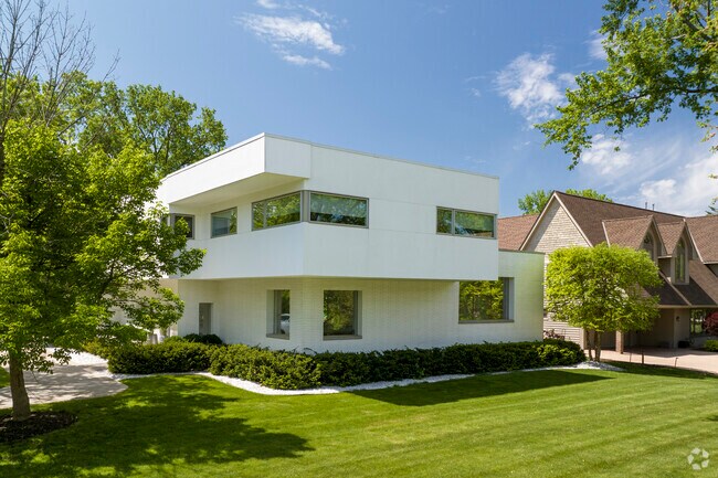 Unique modern homes triumph on large grass lots in Burr Ridge East.