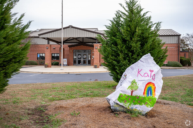 This creatively decorated rock sits out in front of North Jackson Elementary School.