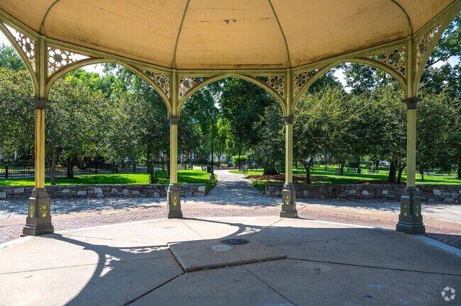 The Gazebo at Perkins Square provides residents a shady spot in Heritage Crossing.