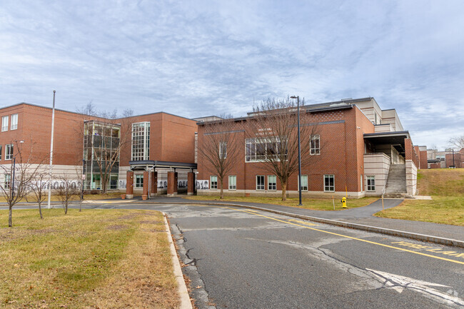 The main arrival area to the Wood Hill Middle School in Andover, MA.