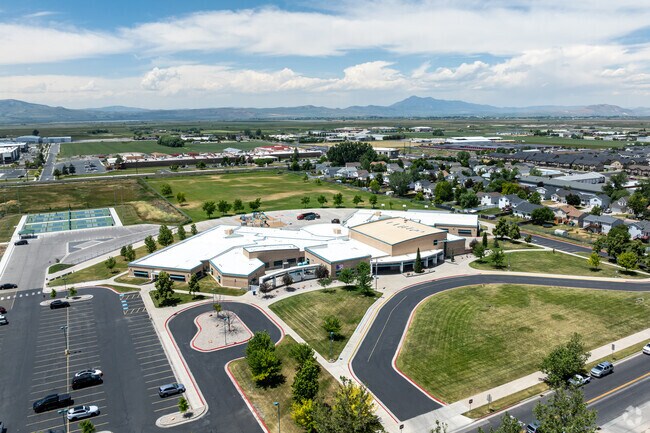 Bridger Elementary School is surrounded by several large multi-use fields.