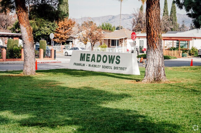 The signage of eanne R. Meadows Elementary School in San Jose, California.