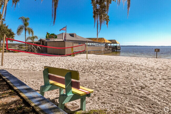 Beachside volleyball activities can be seen at Gator Joe's Beach Bar & Grill.