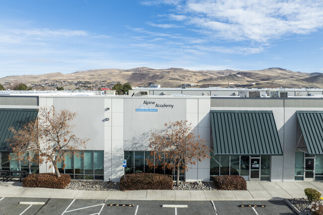 An aerial of the front of the Alpine Academy.