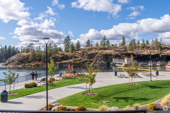 Falls park overlooks the beautiful Spokane river.