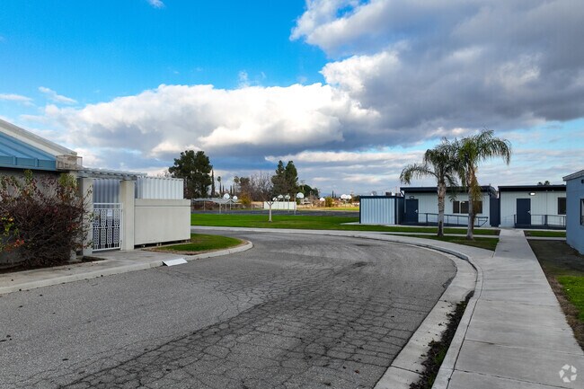 The basketball courts at Thompson Jr High School are located on the north side of the school.