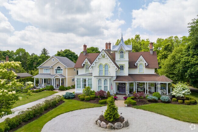 Vintage East River historic district Gothic Revival structures built in the 1860s.