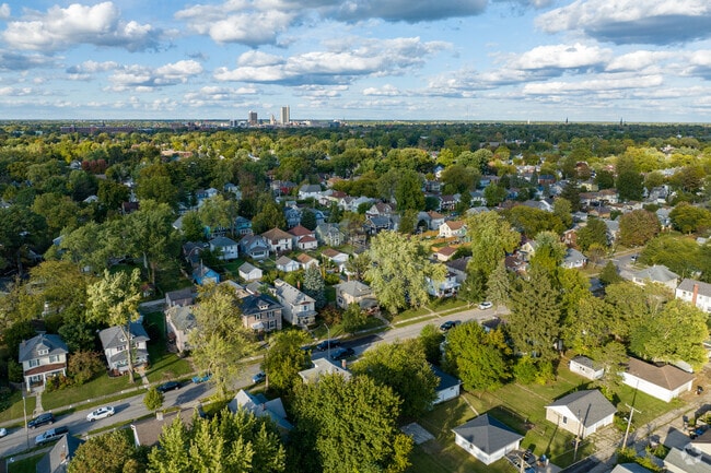 Foster Park's neighborhood terrain is under a canopy of mature trees.